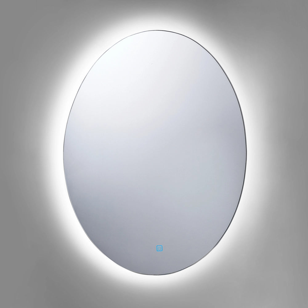 Specchio da parete con LED argento Ovale 60 x 80 cm Rettangolare Illuminato Sistema Antiappannamento