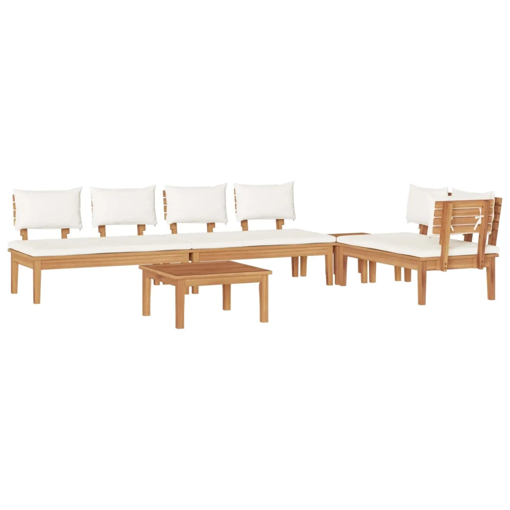 Set Divano da Giardino 5 pcs Marrone e Crema