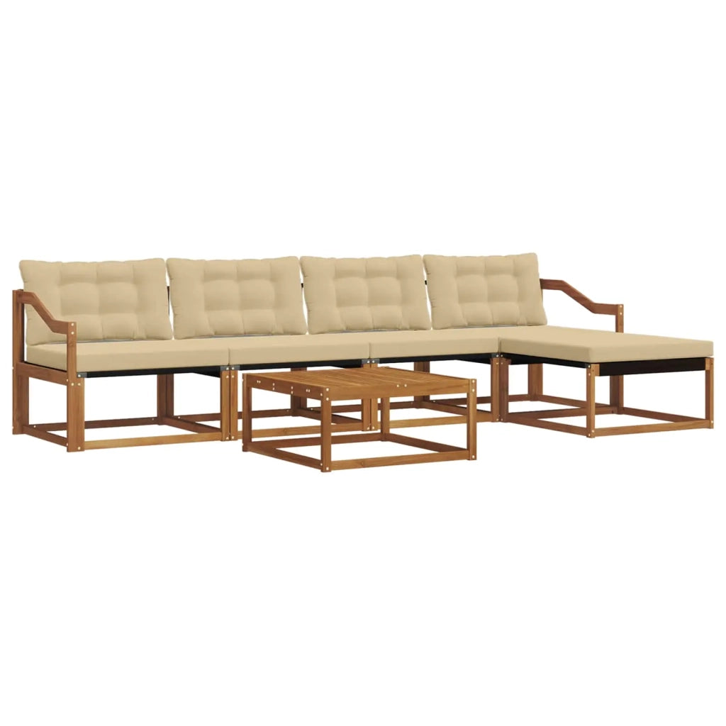Set di divani da esterno con cuscino 6 pcs Naturale e Beige 3369396