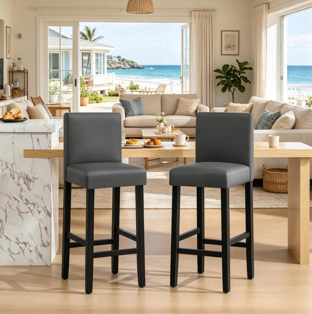 Set 2 sgabelli da bar con schienale 41 x 37,5 x 110 cm nero e grigio