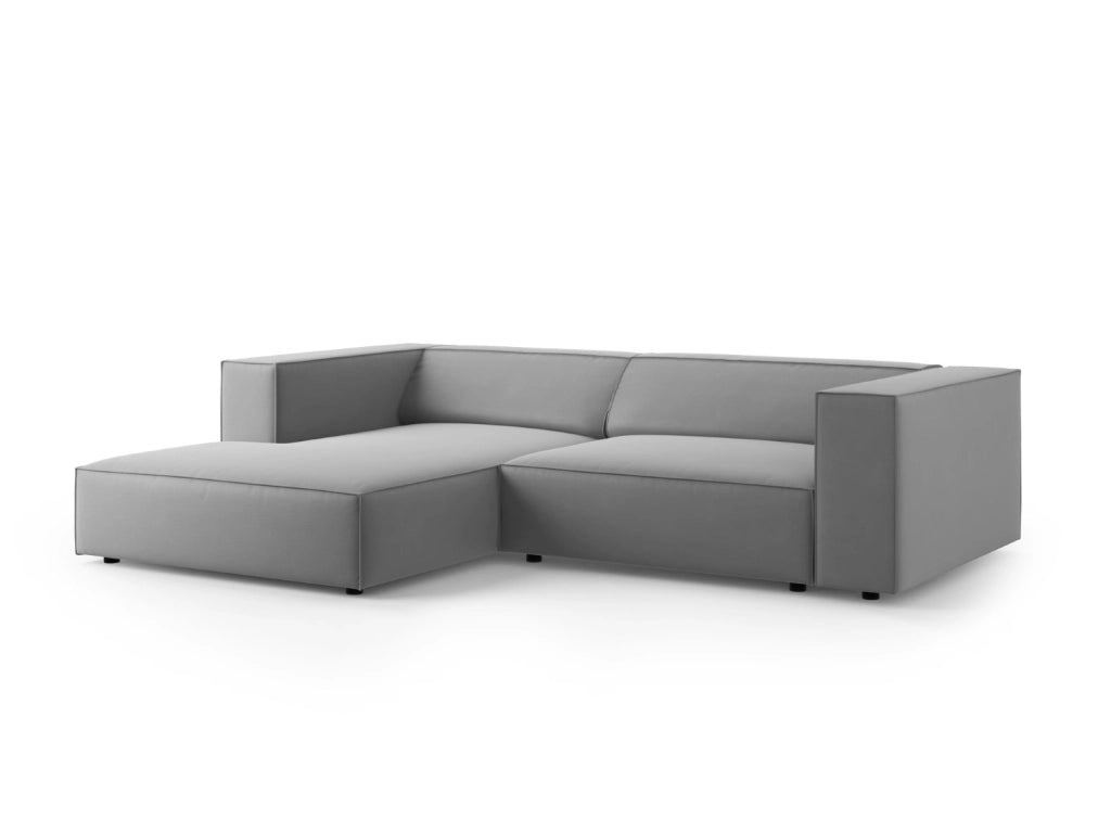 Cosmopolitan Design - Divano angolare sinistro "Arendal" 3 posti in velluto grigio chiaro 