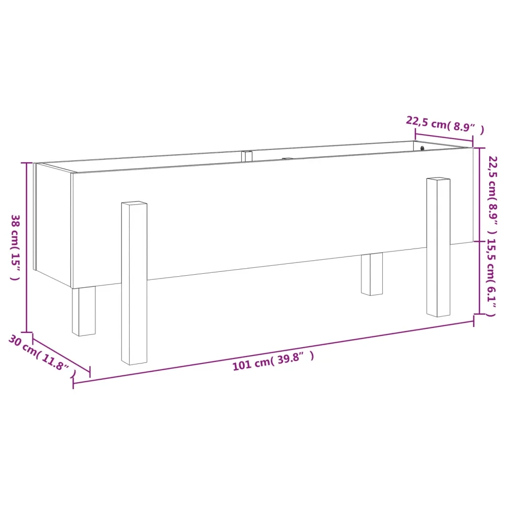 Fioriera Rialzata da Giardino 101x30x38 cm Legno Massello Pino 825184