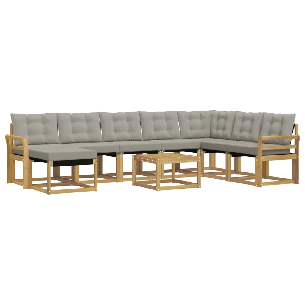 Set di divani da esterno 9 pcs Bianco e Grigio Chiaro