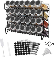 Organizzatore premium per spezie in cucina con contenitori per spezie - nero, verde, bianco - 1 set