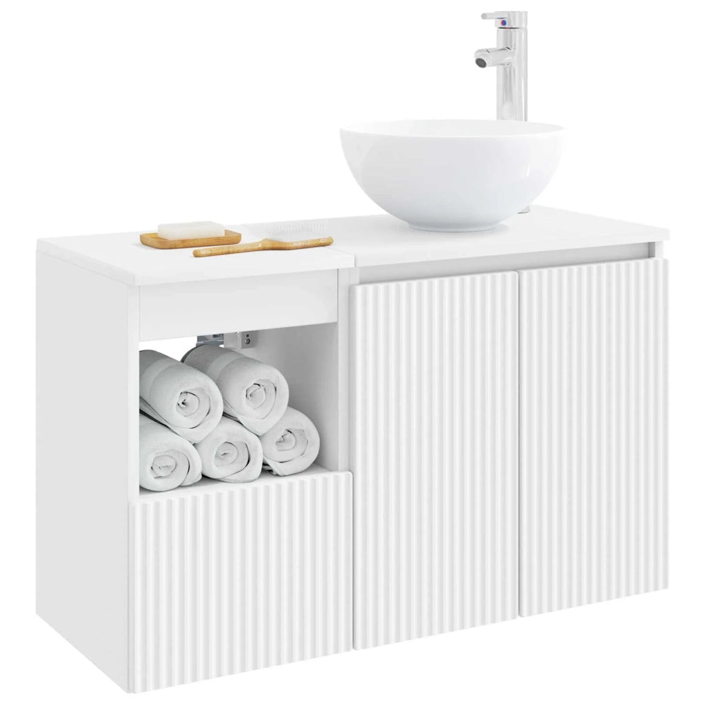 Set di mobili per il bagno 2 pz Bianco Legno ingegnerizzato 3404024
