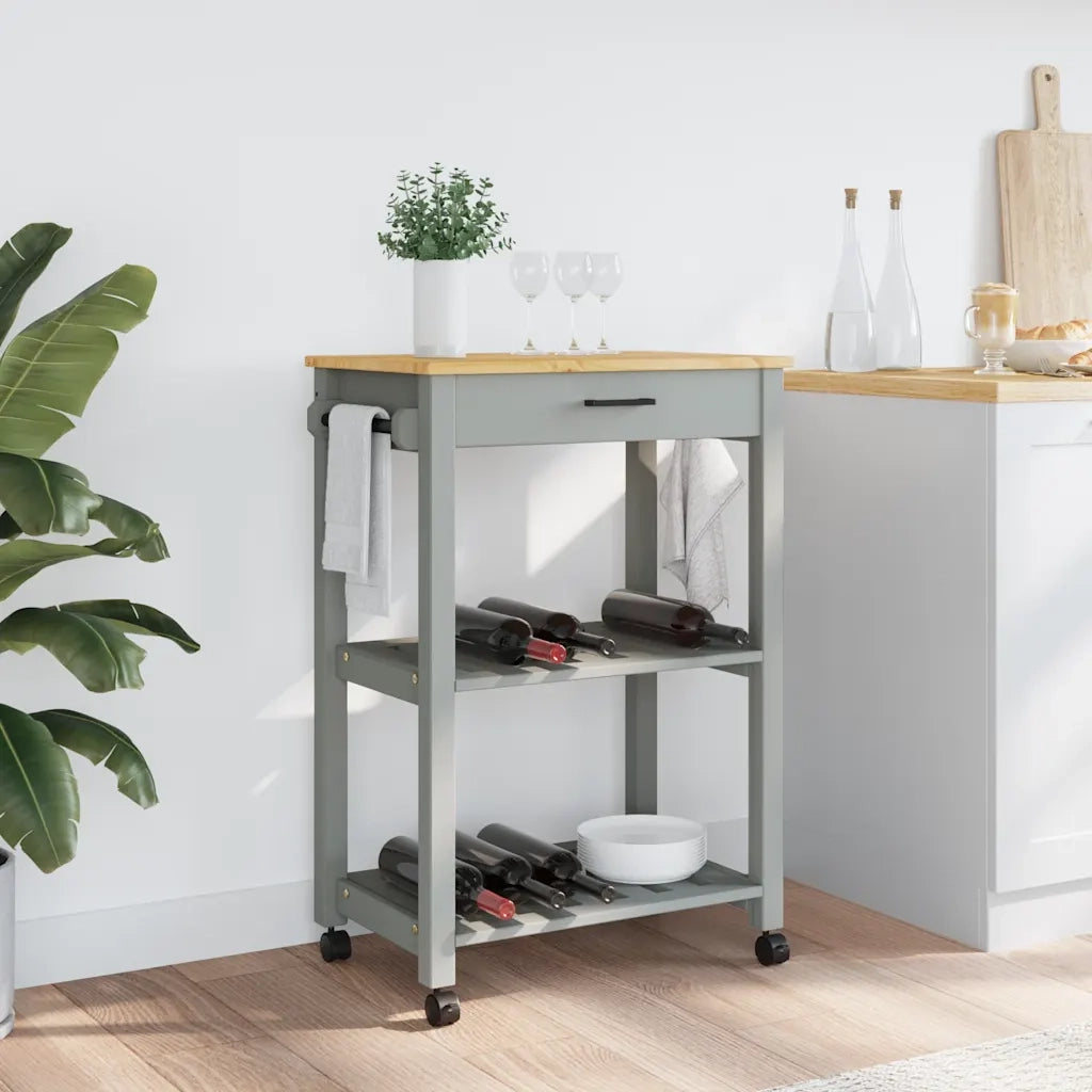 Carrello da Cucina MONZA 60x40x88,5 cm in Legno Massello di Pino CFW1130251