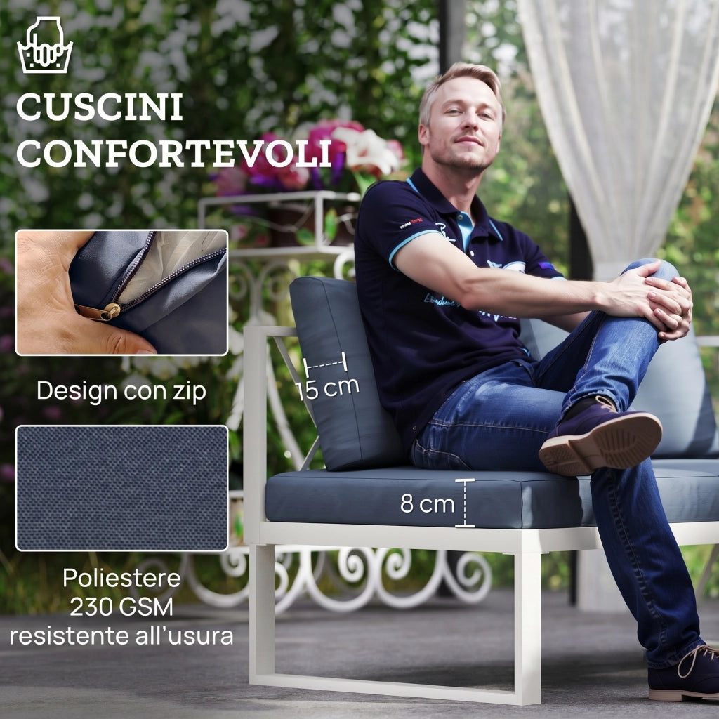 Set Salotto da Giardino Angolare con Poltrona Reclinabile ¨C Zephmum ¨C Grigio, Polyrattan