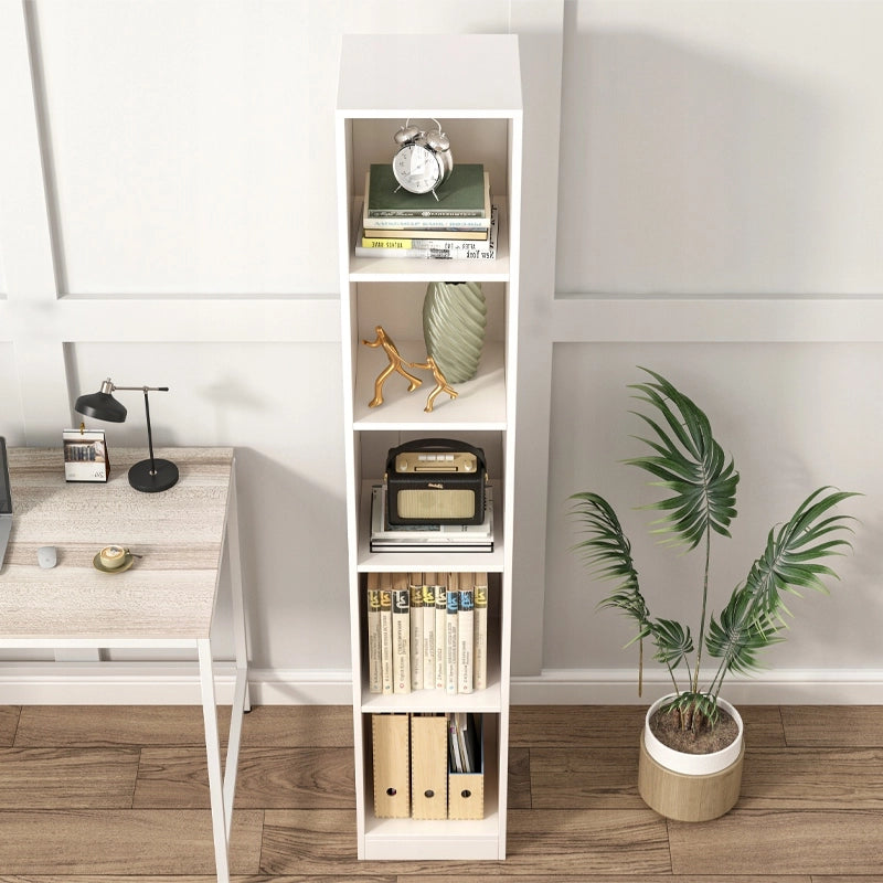 Libreria alta bianca per raccoglitori, ideale per ufficio, soggiorno e loft, 182 cm