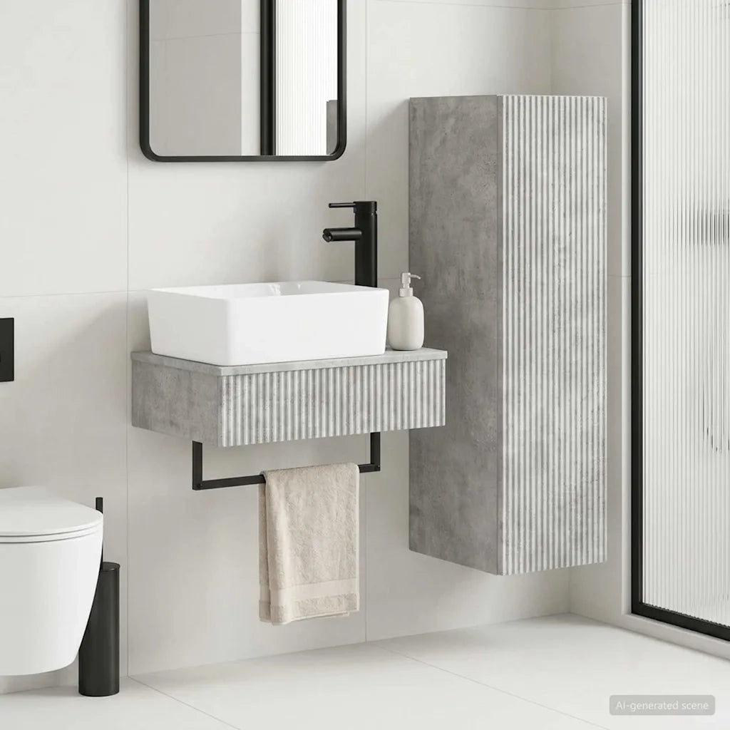 Set di mobili per il bagno 2 pz Grigio Cemento 3406106