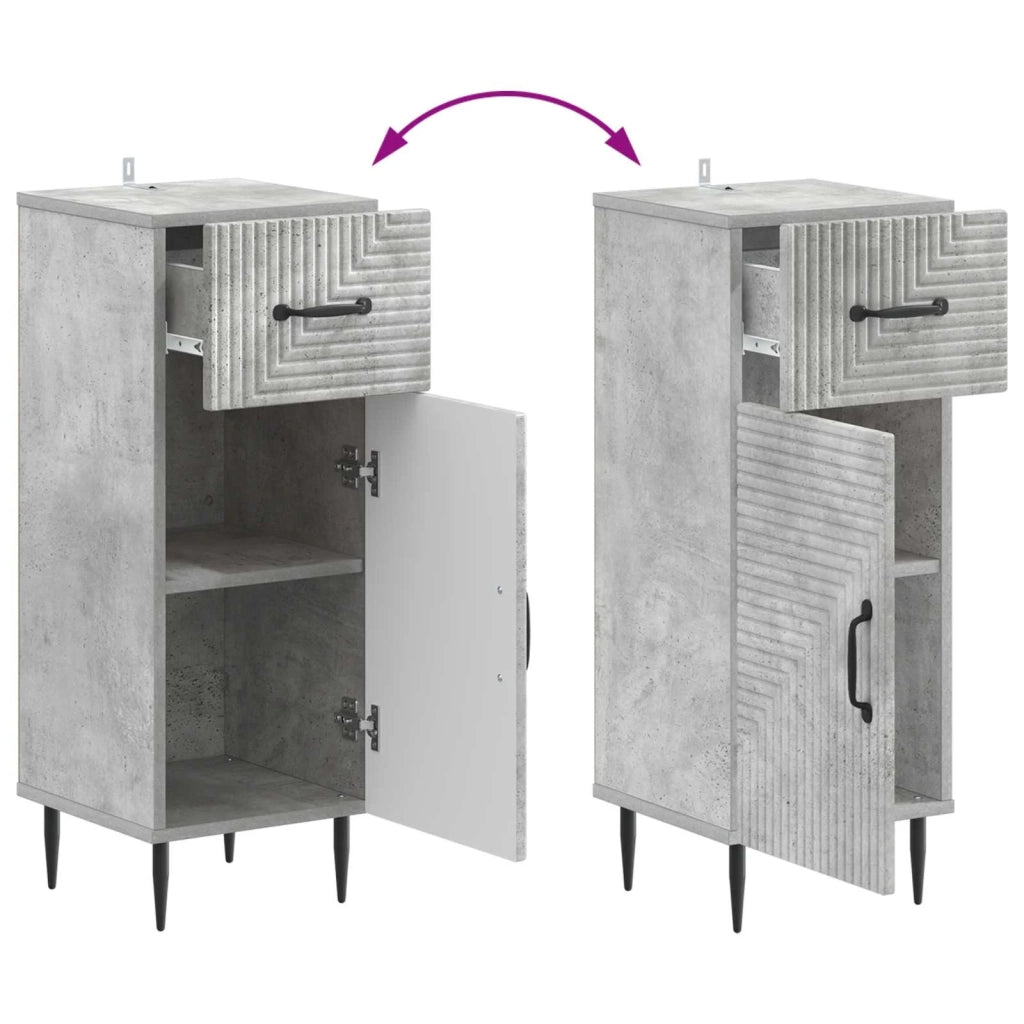 Mobiletto da Bagno HAARLEM Grigio Cemento 30 x 31 x 80 cm 896828