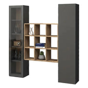 Madia Acerenza, Credenza 16 Ripiani Made in Italy, 40x30x180h cm Nero Antracite