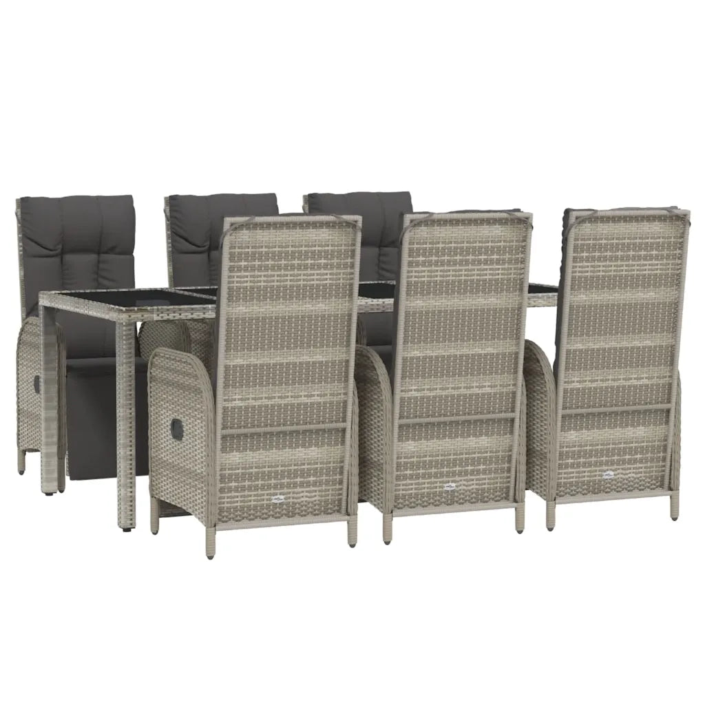 Set da Pranzo da Giardino 7 pz con Cuscini in Polyrattan Grigio 3185033