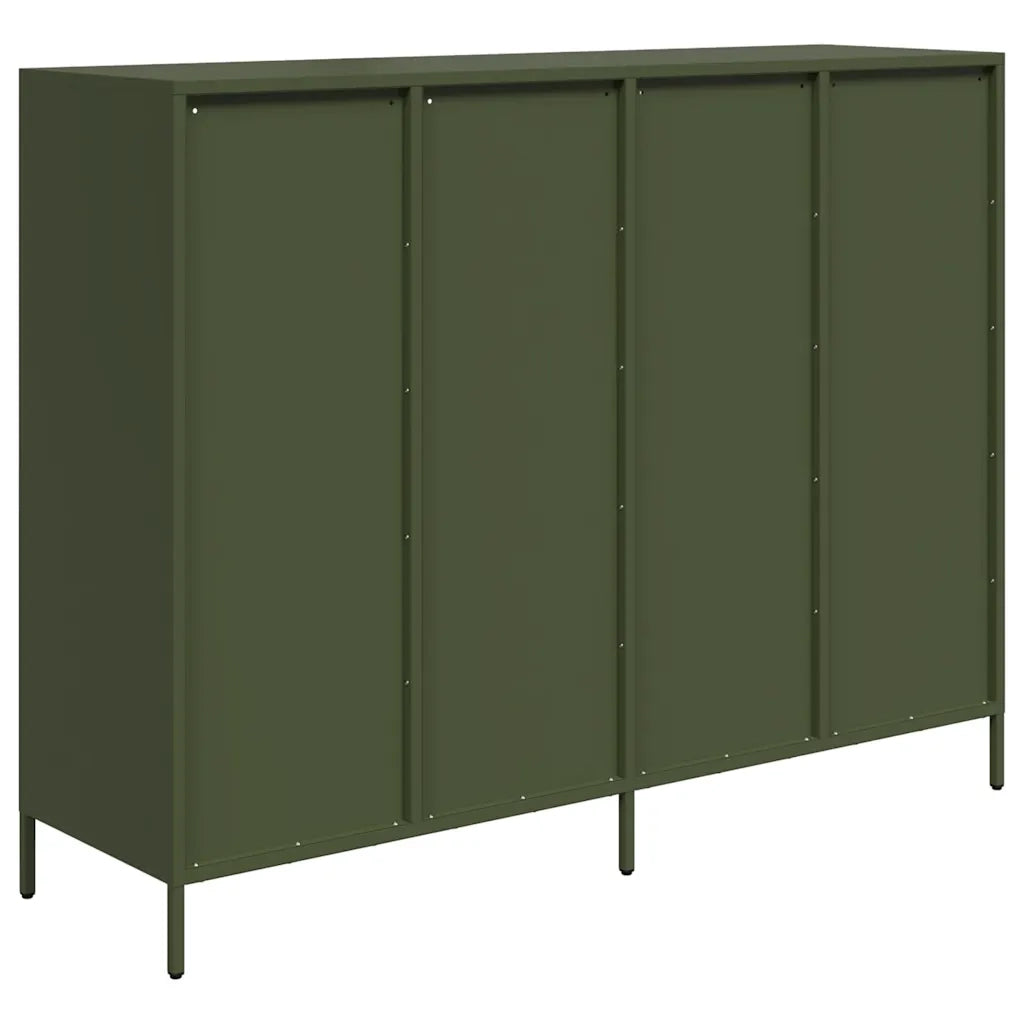 Credenza Verde Oliva 135x39x103,5 cm Acciaio Laminato a Freddo