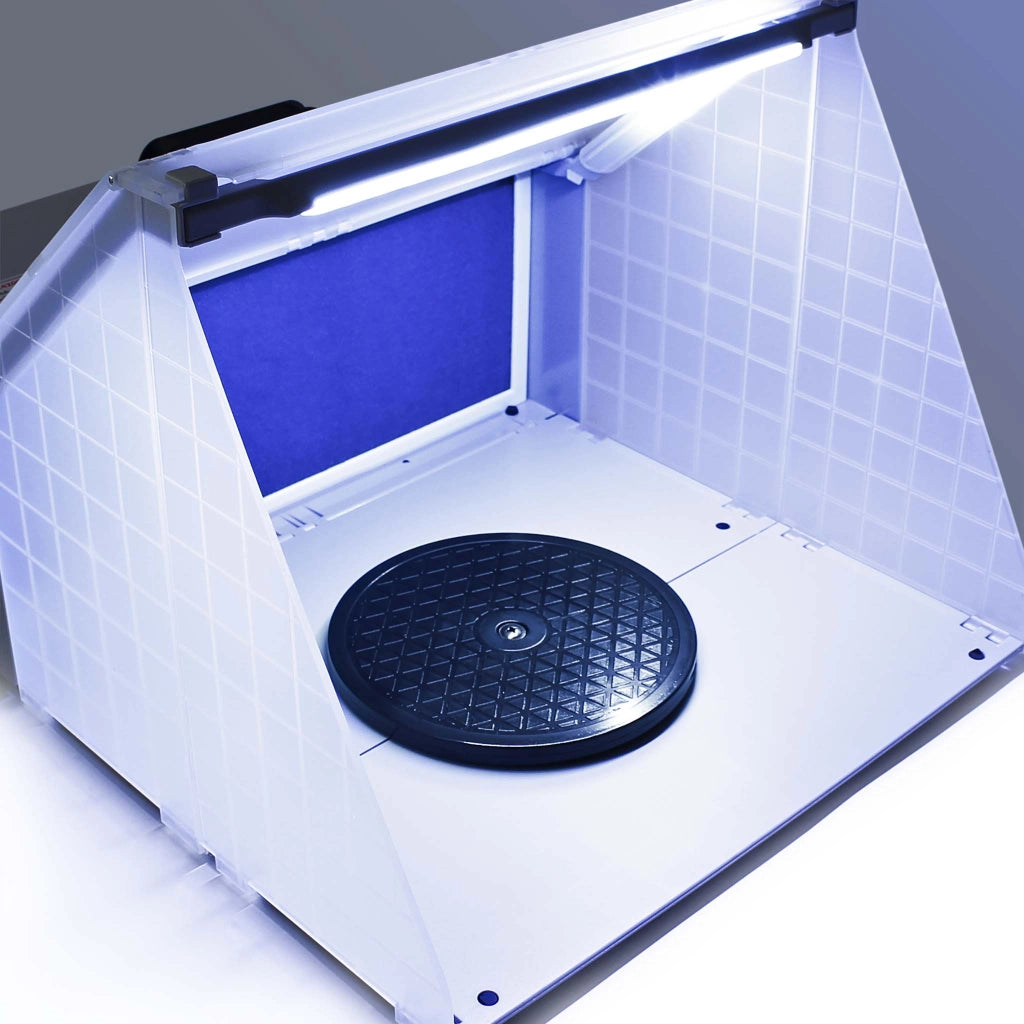 Cabina di aspirazione per verniciatura ad aerografo, con porta utensili e LED 4 m³/min, Paint station