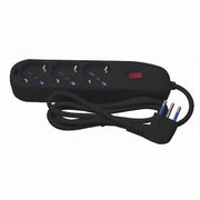 Trade Shop - Multipresa 3 Uscite Universali Schuko Spina 10a Cavo 1.5 Mt Nero Ciabatta 80100n -