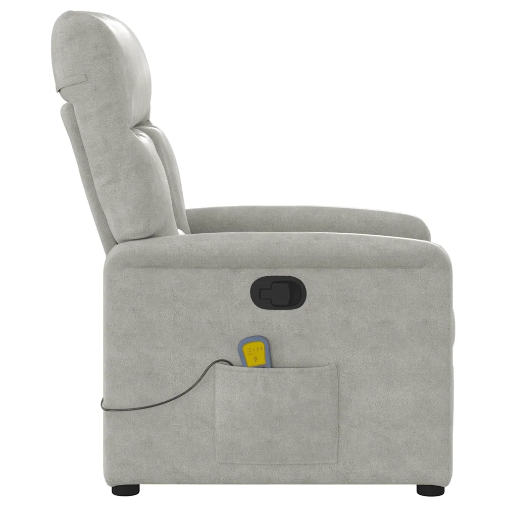 Poltrona Reclinabile Massaggio Grigio Chiaro Tessuto Microfibra 4015571
