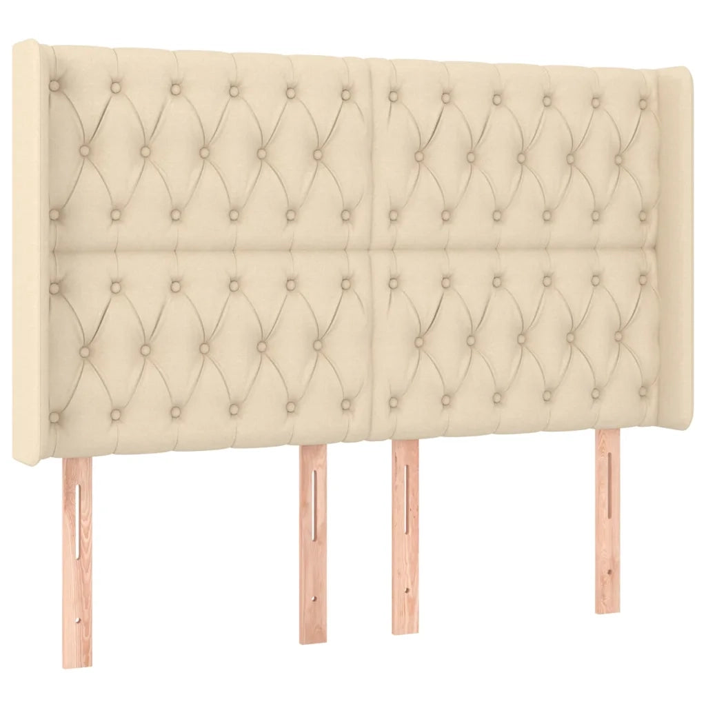 Letto a Molle con Materasso e LED Crema 160x200 cm in Tessuto