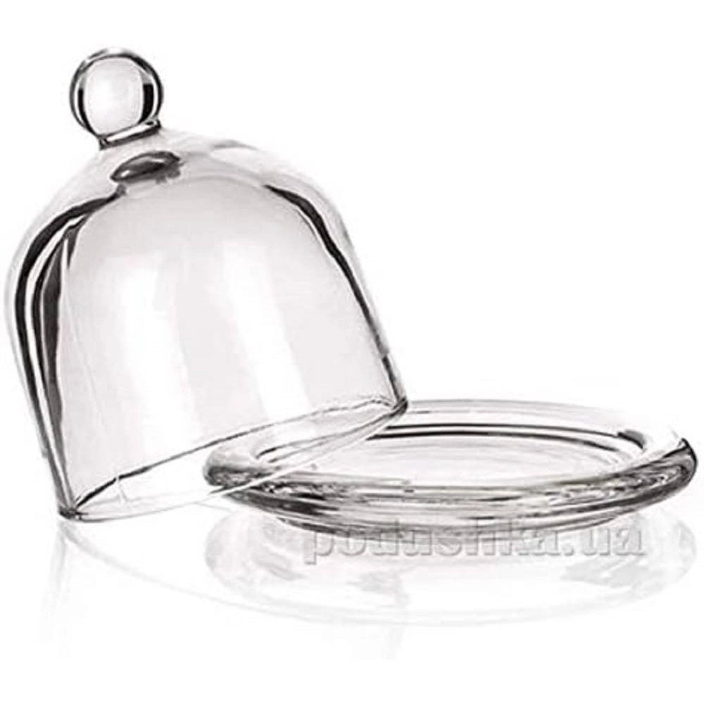 Trade Shop - Piatto In Vetro Trasparente Per Dolci Frutta Con Cupola In Vetro Cm 10,5h Diam.10 -