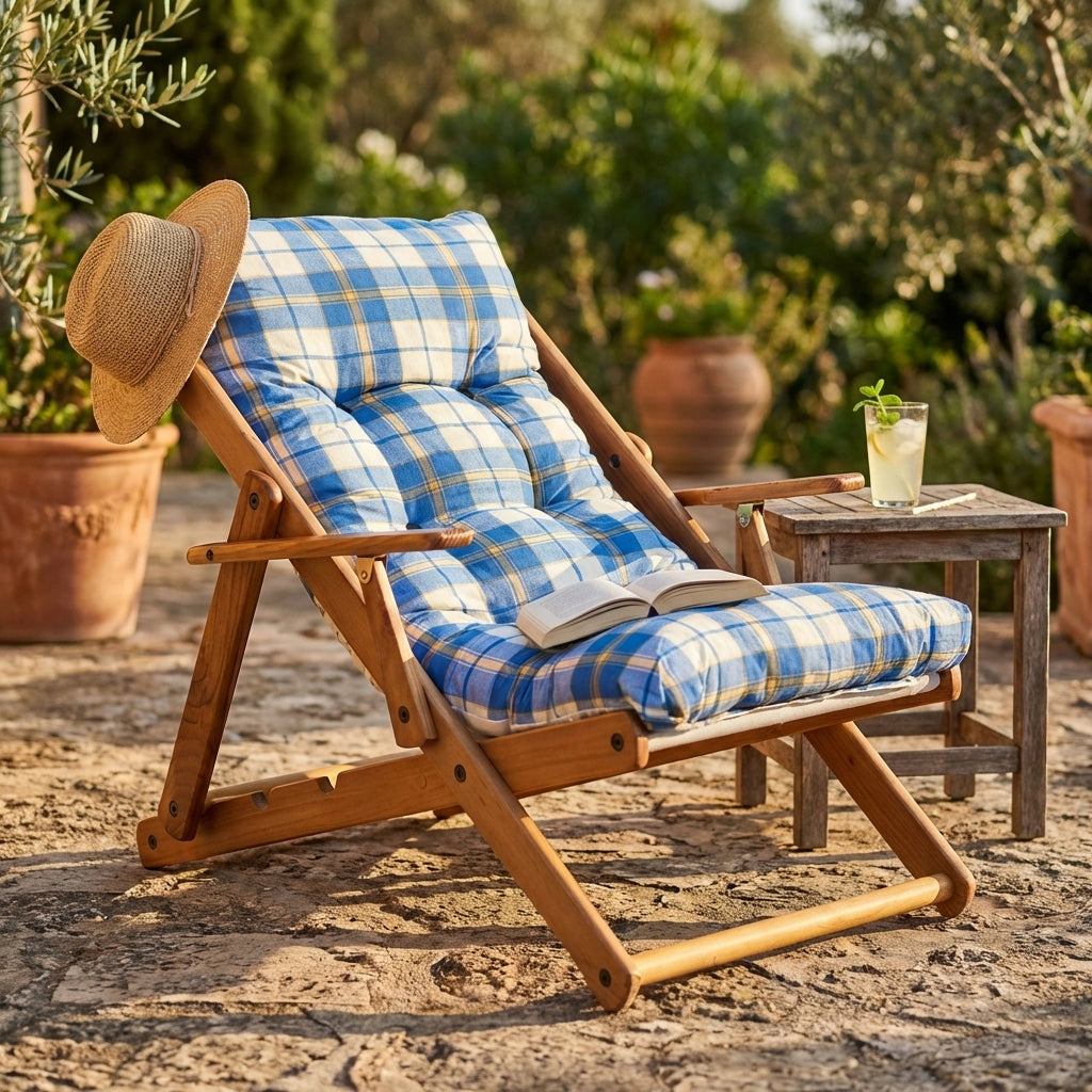 Poltrona Sdraio 3 posizioni con cuscino in Cotone Legno cm 84x60x100 - OZZY