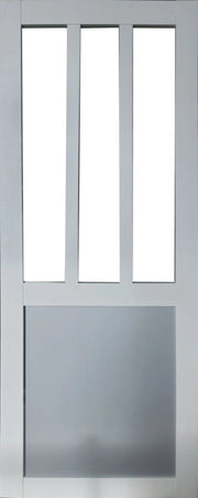 Porta scorrevole da officina bianca e pannelli smaltati grigi RAL7035 H204 x L83