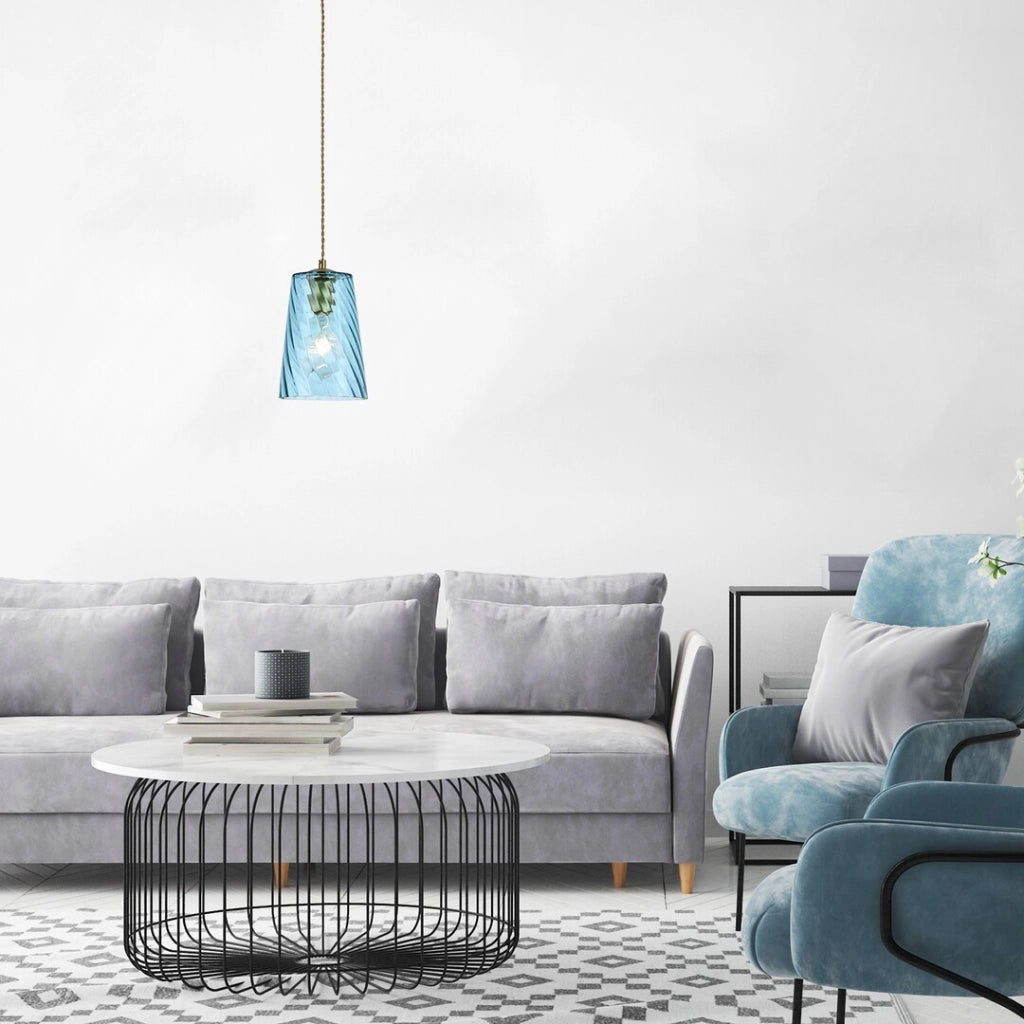 Lampada a sospensione Rabalux Azurine E27 oro/blu Ø15