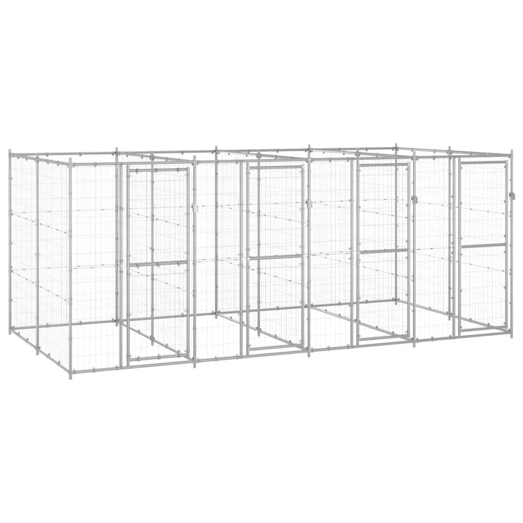 Recinto per cani da esterno recinto per animali recinto per cani da esterno acciaio zincato 9,68 m² 02_0000430