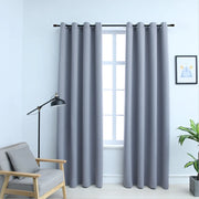 Tende Oscuranti con Anelli in Metallo 2 pz Grigie 140x245 cmcod mxl 81660