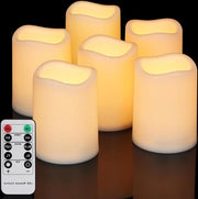 Led candele acqua-resistenti per esterno - 6 pezzi con timer e telecomando - candele a led fiammelle stroboscopiche - funziona con batterie - caldo bianco - 75 x 10 cm