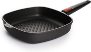 Piastra Grill in Titanio 28x28 cm - Quadrata con Solchi e Maniglia Removibile per Ceramica, Gas e Elettrico