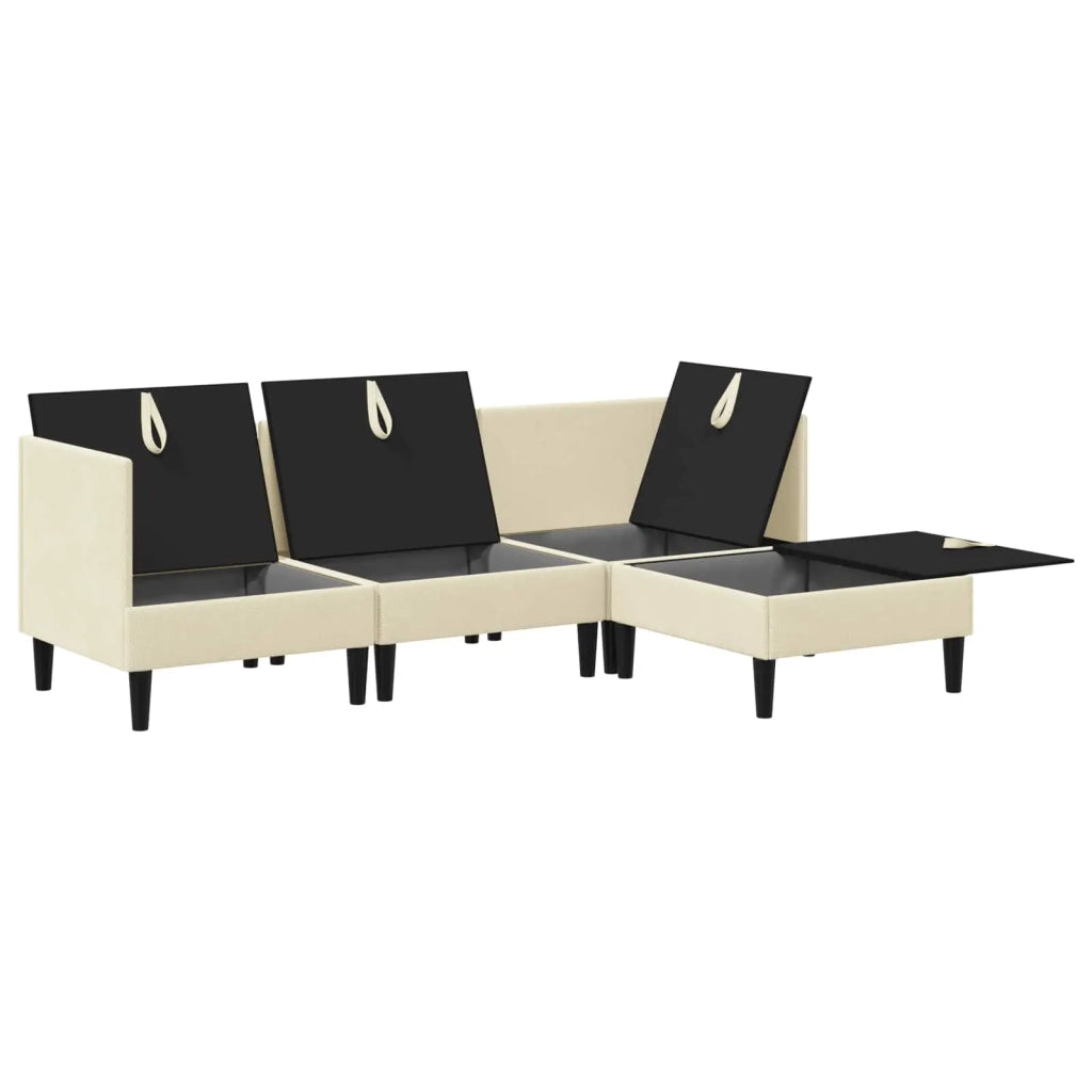 Set di mobili per il soggiorno 4 pcs Crema Tessuto 3413780