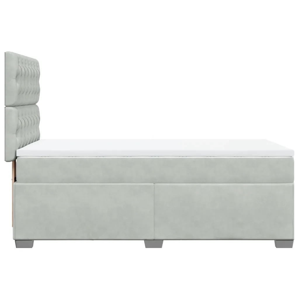 Giroletto a Molle con Materasso Grigio Chiaro 100x200cm Velluto
