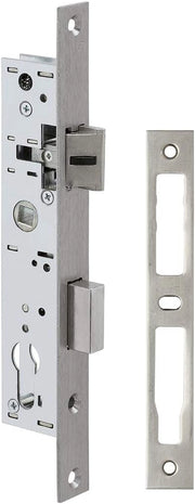 Serie 7/36 - Serratura a incasso reversibile con testa in acciaio inox baule 36 x 180 mm per porta in PVC o porta metallica