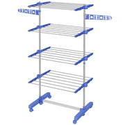 Asciugatoio Verticale a 4 Livelli con 6 Ruote ¨C Zephmum ¨C Blu Acciaio Inox