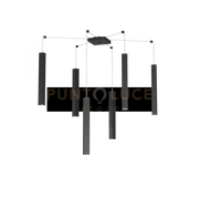 SQUARE TUBE SOSPENSIONE 6 LUCI NERO CAVO CM.250 CON BASE 1173-S6-NE