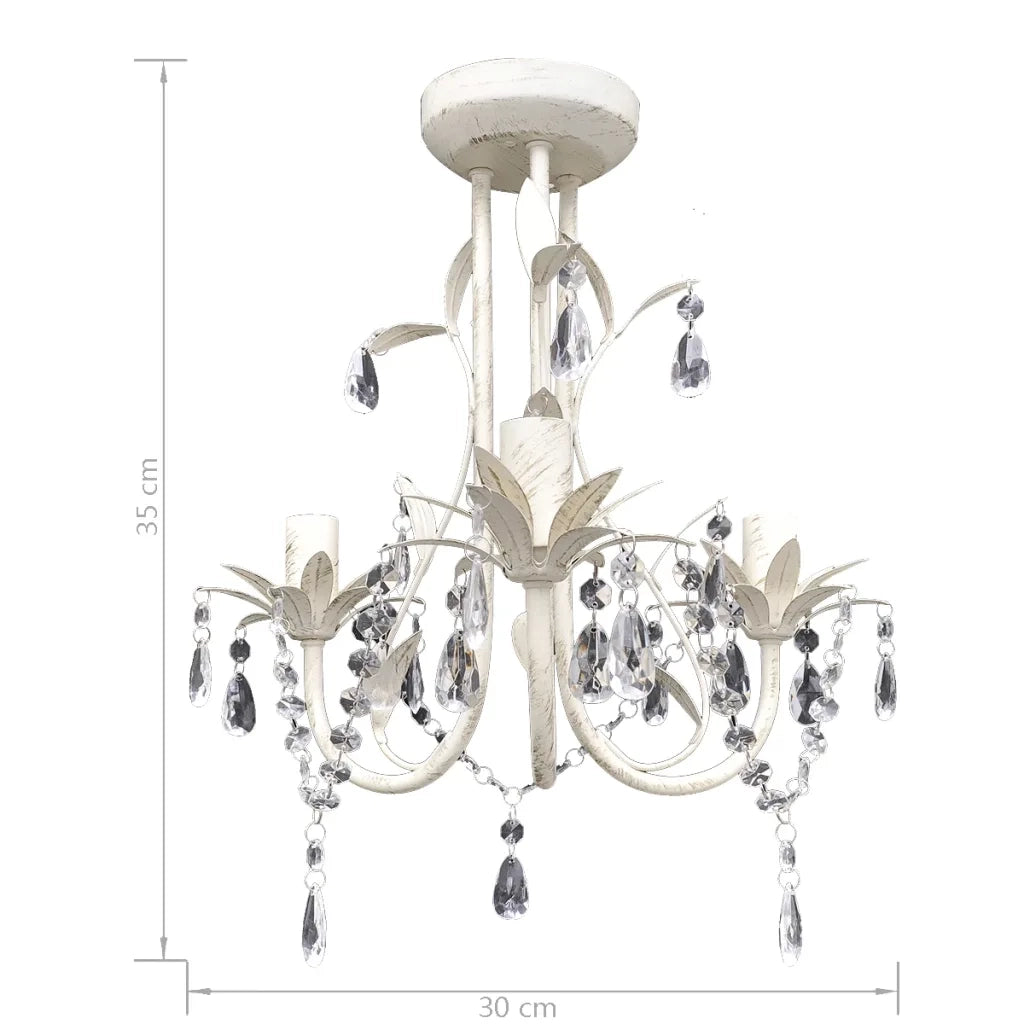 Lampadari con Pendenti in Cristallo 2 pz Bianco Elegante CFW1303383