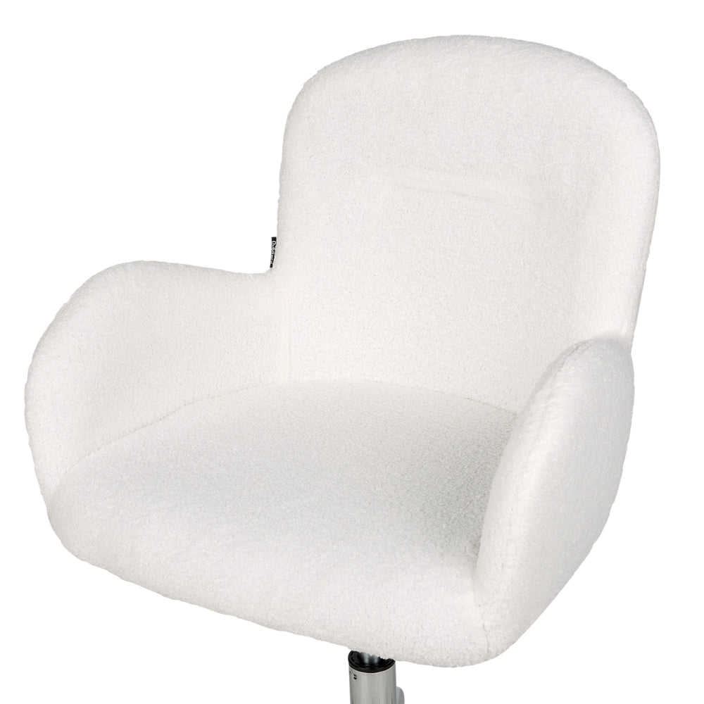 Sedia da ufficio girevole con altezza regolabile in tessuto boucle bianco stile moderno retrò ufficio di casa