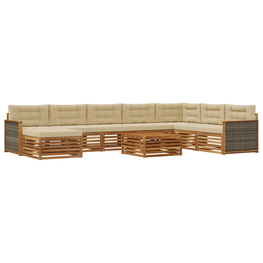Set di divani da esterno 9 pz Naturale e Beige 3383741