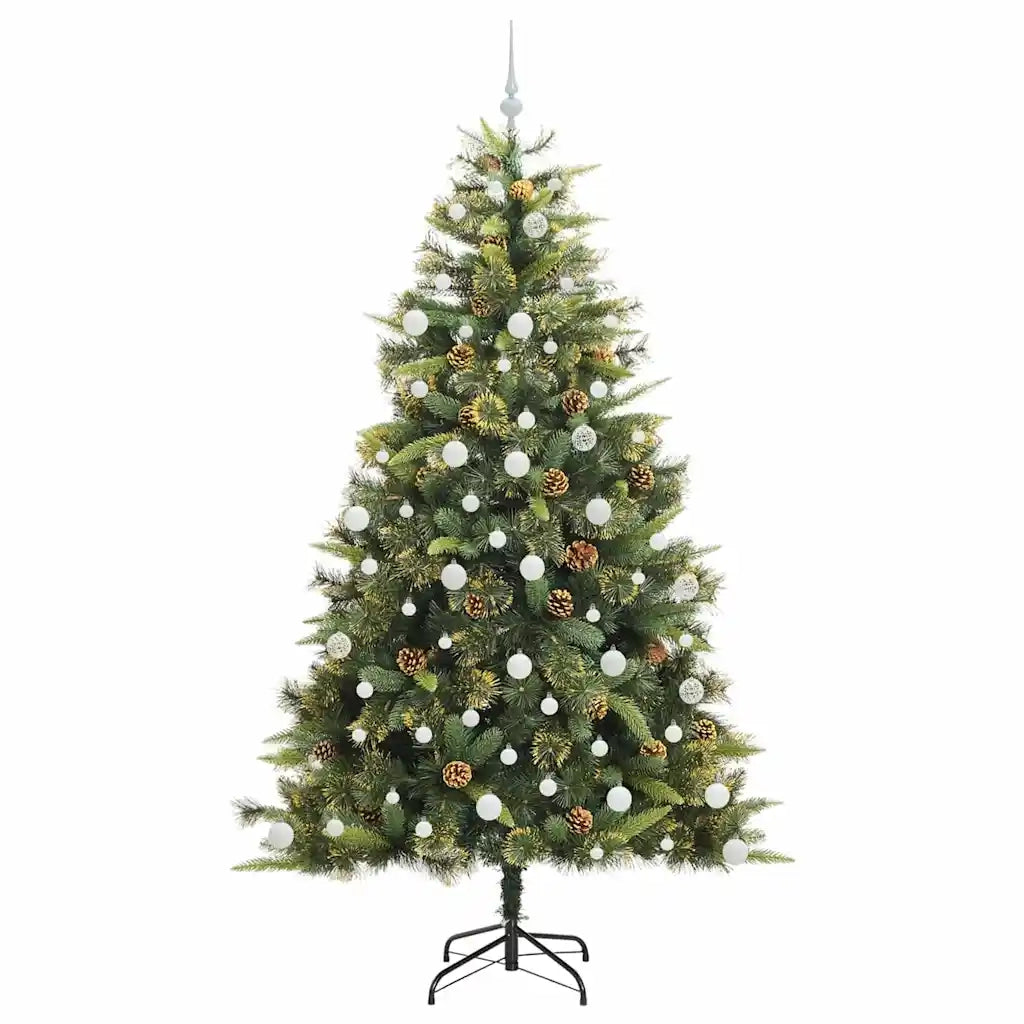 Albero di Natale artificiale pieghevole con coni Verde 210 cm 3395101