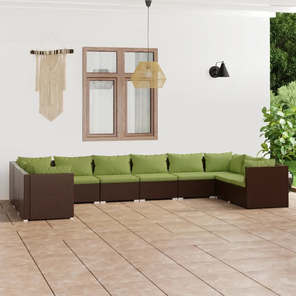 Set Divani da Giardino 10 pz con Cuscini in Polyrattan Marrone cod mxl 35881