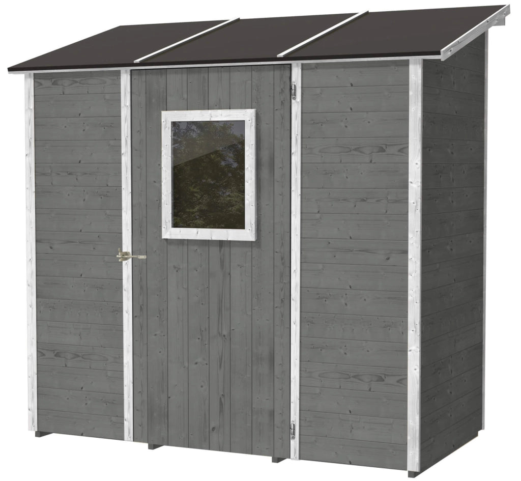 Casette Box da Giardino in Legno Porta Utensili 207x102x224 cm con Porta e Finestra Ecla Grigia