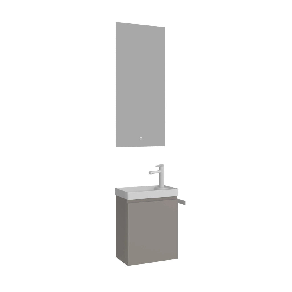 Set mobile lavabo con specchio (2 pezzi) "Ferla 40" - 40 x 22 x 50 cm - Mink opaco