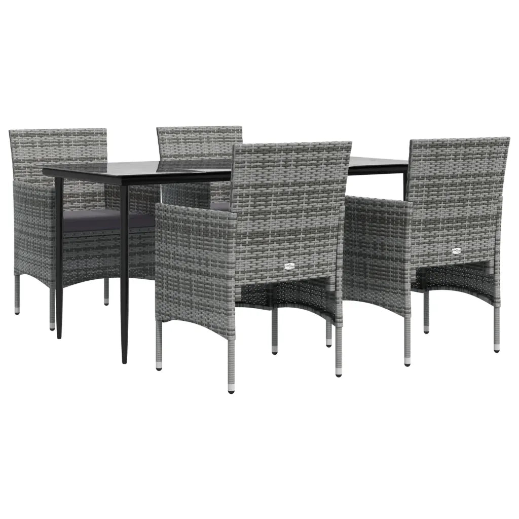 Set da Pranzo da Giardino 5 pz con Cuscini Grigio e Nero cod mxl 35459