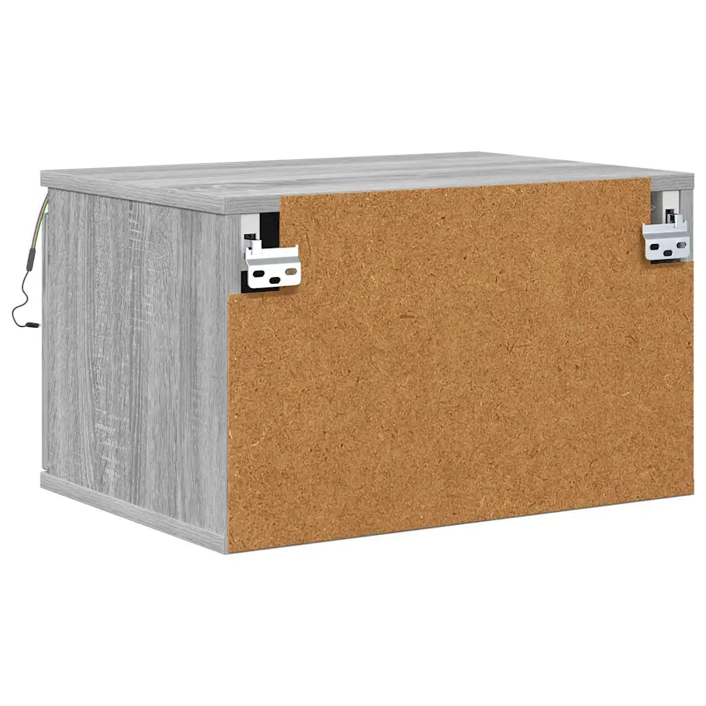Comodino a Parete con luci LED Grigio Sonoma 836836