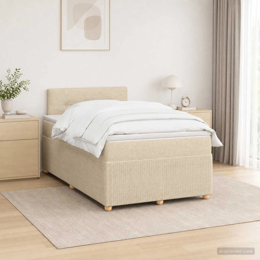 Letto box spring con materasso Crema 120 x 200 cm Tessuto 3451445