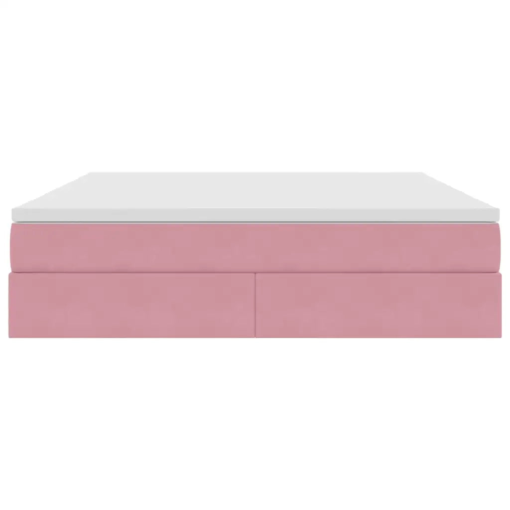 Letto con contenitore e materasso Rosa 180 x 200 cm Velluto