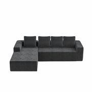 Divano modulare ad angolo con chaise longue e seduta profonda in corduroy grigio 261×168×58 cm