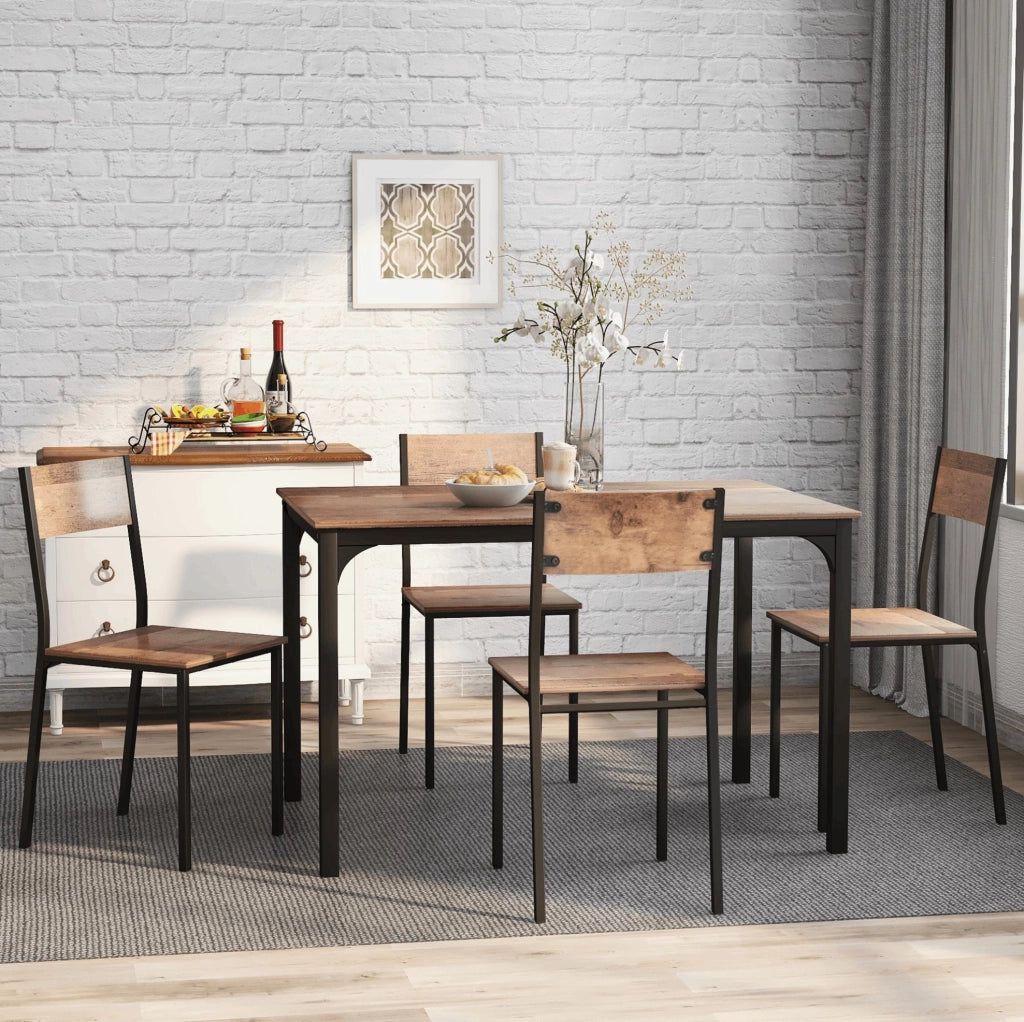 Gruppo tavolo da pranzo con 4 sedie salvaspazio; 108x65x75 cm; marrone