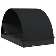 Sdraio da giardino | Lettino Doppio Tetto Rotondo Nero 211x112x140 cm in Polyrattan