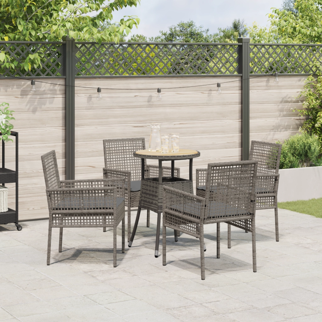 Set da Pranzo da Giardino in 5 Pezzi Grigio in Poliratano