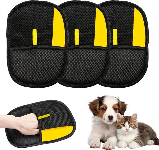 Set di 3 guanti statici per rimuovere peli di animali, guanti espansibili per rimuovere peli di animali, lavabili e riutilizzabili, adatti per mobili, lenzuola, divani, abiti, tappeti e sedili di auto.